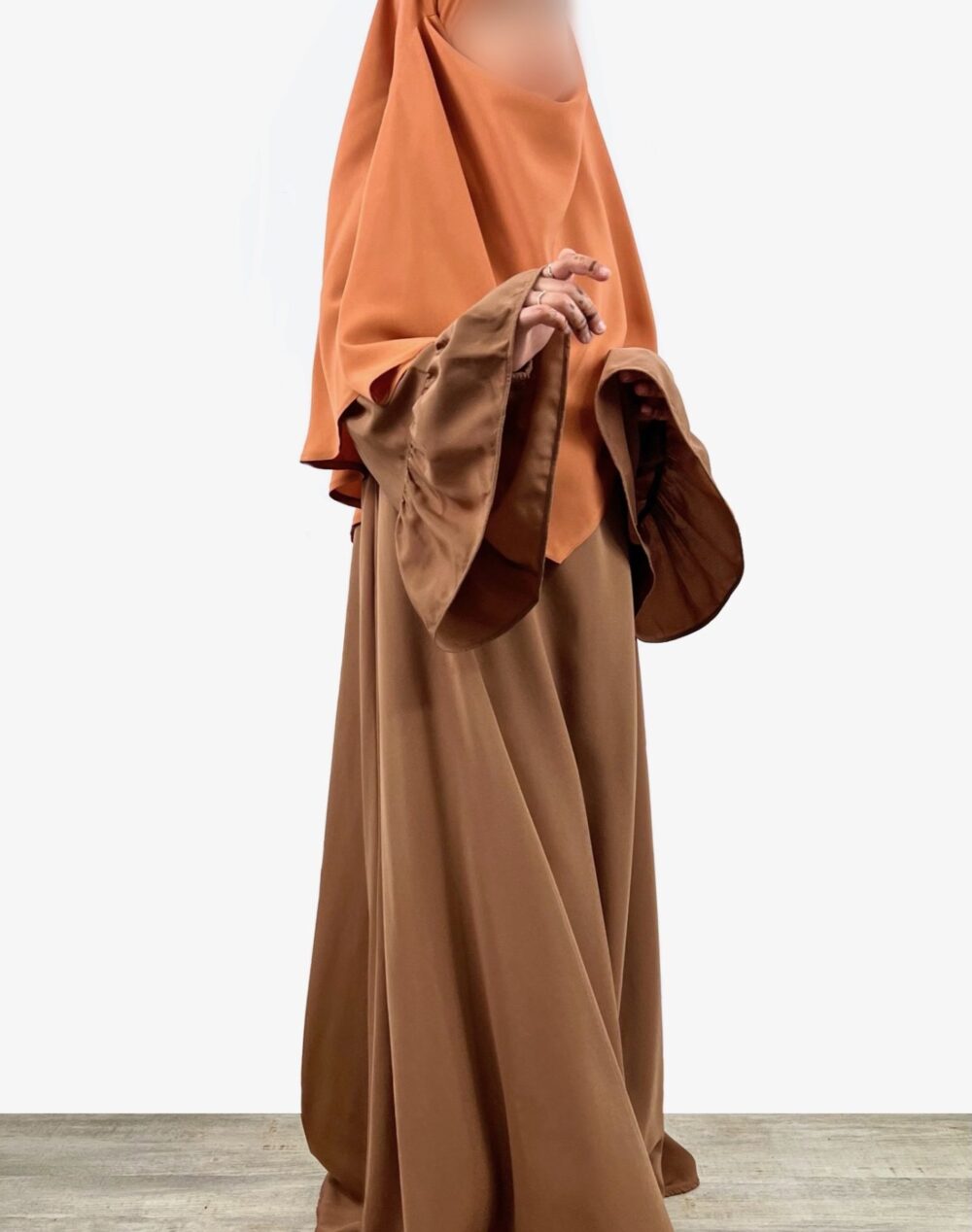 Abaya Mini Caly Manches Évasées camel
