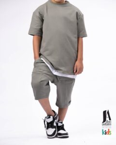 Ensemble Ibn Adam Kids T-shirt et Short kaki