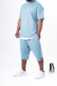 Ensemble T-shirt Short Ibn Adam homme Bleu