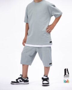 Ensemble Ibn Adam Kids T-shirt et Short gris/bleu clair