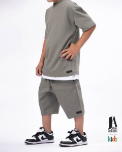 Ensemble Ibn Adam Kids T-shirt et Short kaki