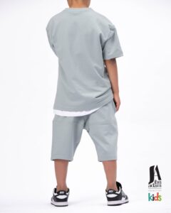 Ensemble Ibn Adam Kids T-shirt et Short gris bleu clair